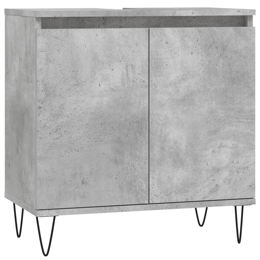 Helloshop26 Armoire de Salle de Bain Design Moderne Grand Rangement 58 x 33 x 60 cm en Bois Gris béton 02_0049024
