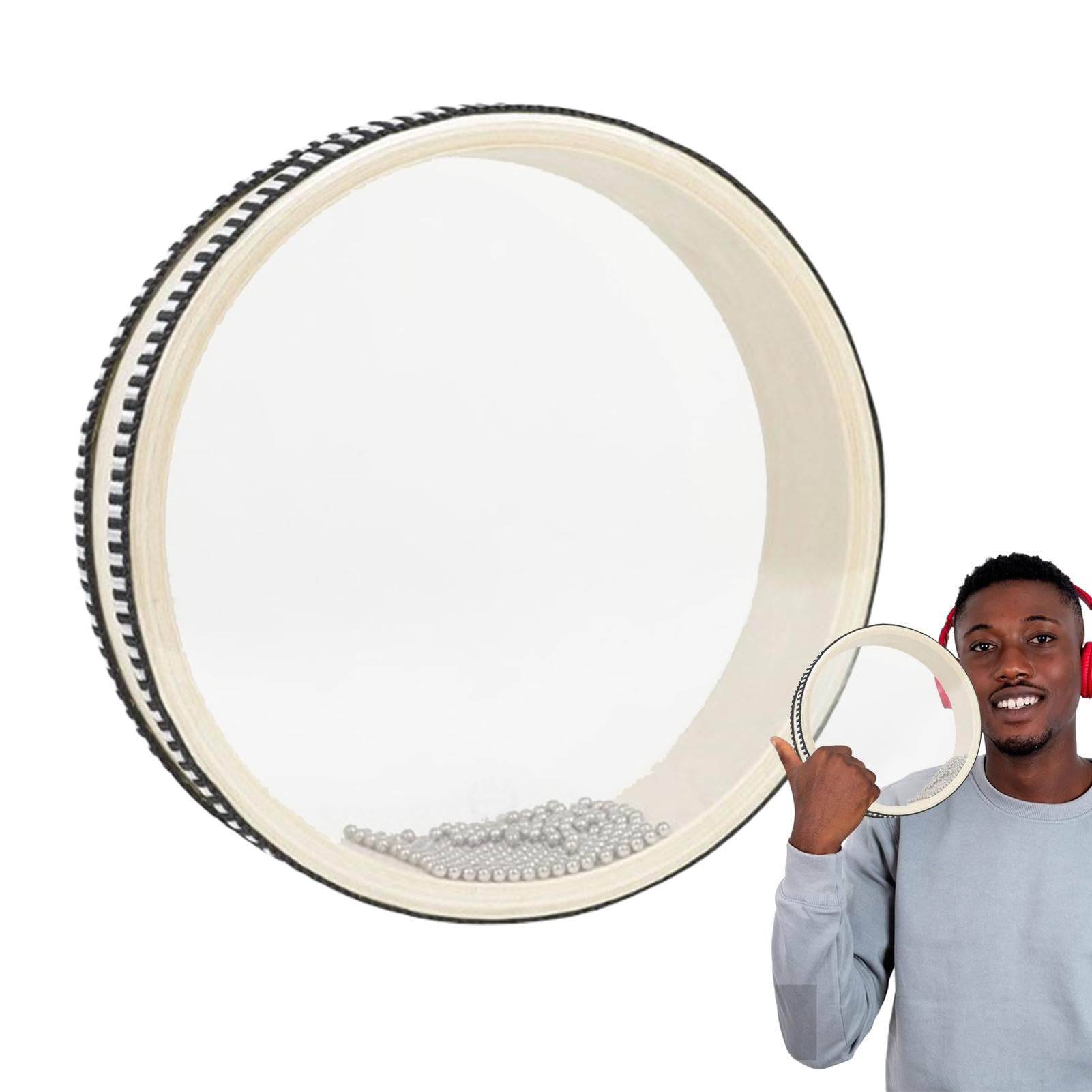 Tambour sonore de mer, tambour double face, instrument sonore à percussion, tambour sonore vague, tambour sonore de méditation, instrument de percussion de relaxation, tambour en bois dur, instruments