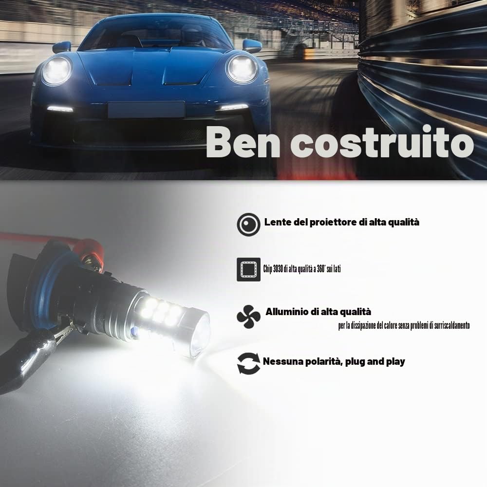 2 lampadine LED DRL per luci di marcia diurna per Peugeot 3008 5008 2009-2016 HP24W Valeo 13625 6216F6 G4 Bianco Xenon Canbus LED DLR City