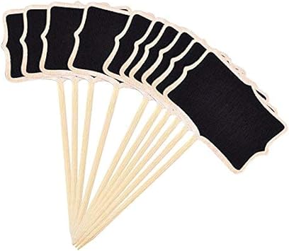 KINGLAKE 20 Pcs Wood Chalkboard Plant Tag, Wooden Stakes Plant Labels Blackboard Garden Tags