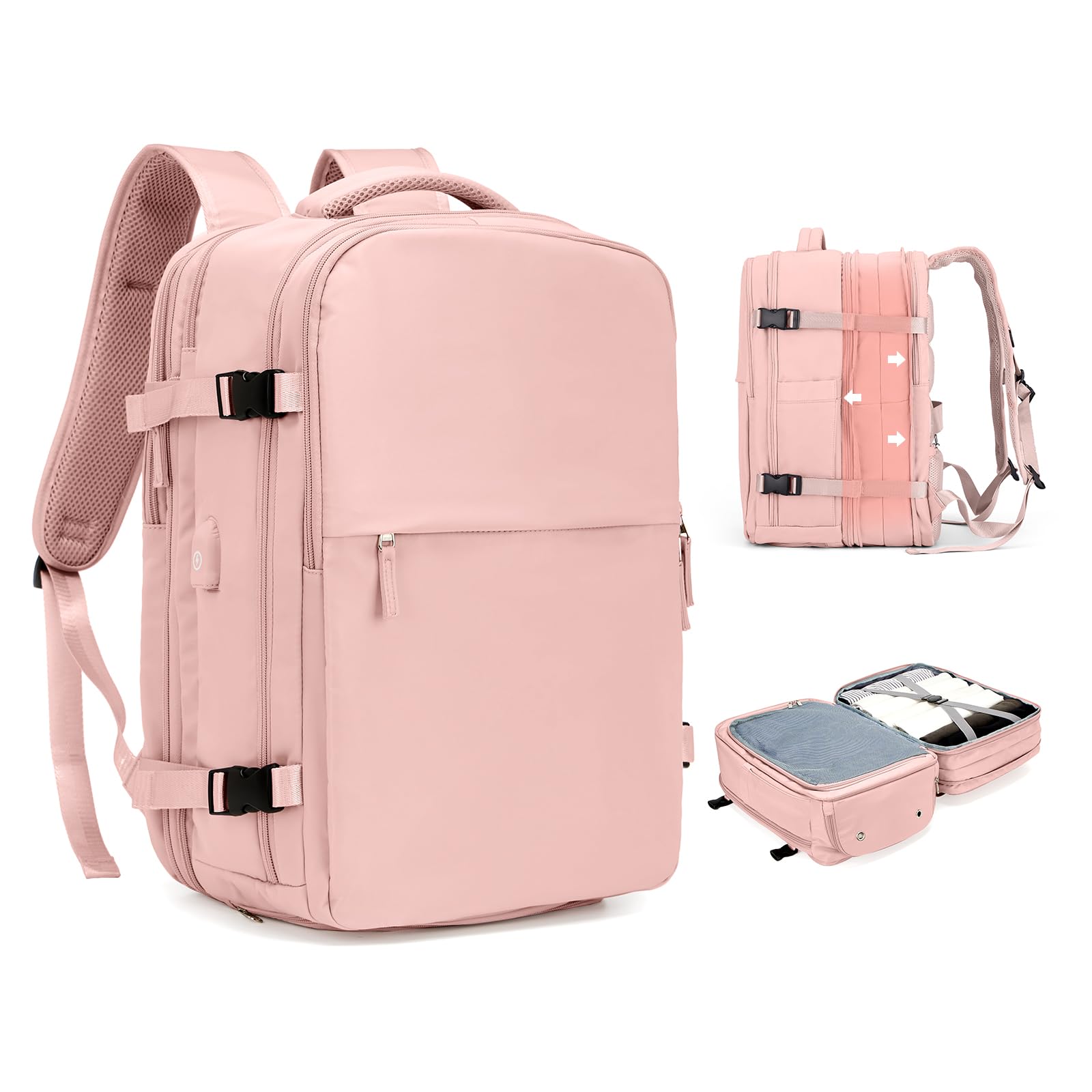 SZLX Zaino Ryanair 40x30x20 Sottovuoto Zaino da Viaggio 40x30x20 Wizzair Bagaglio a Mano 40x20x25 Borse da Cabina per Easyjet 45x36x20 Donna con USB Adatto a PC da 14 Pollici, Valigia con Sottovuoto