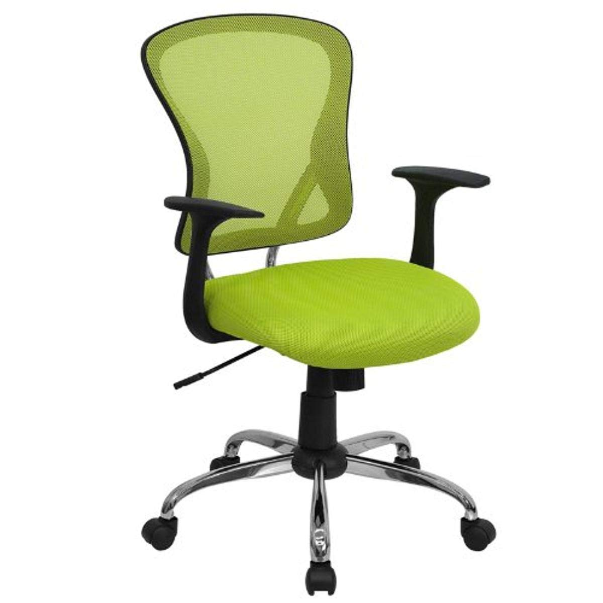 Offex Mid-Back Green Mesh Swivel Task Office Chair with Chrome Base and Arms