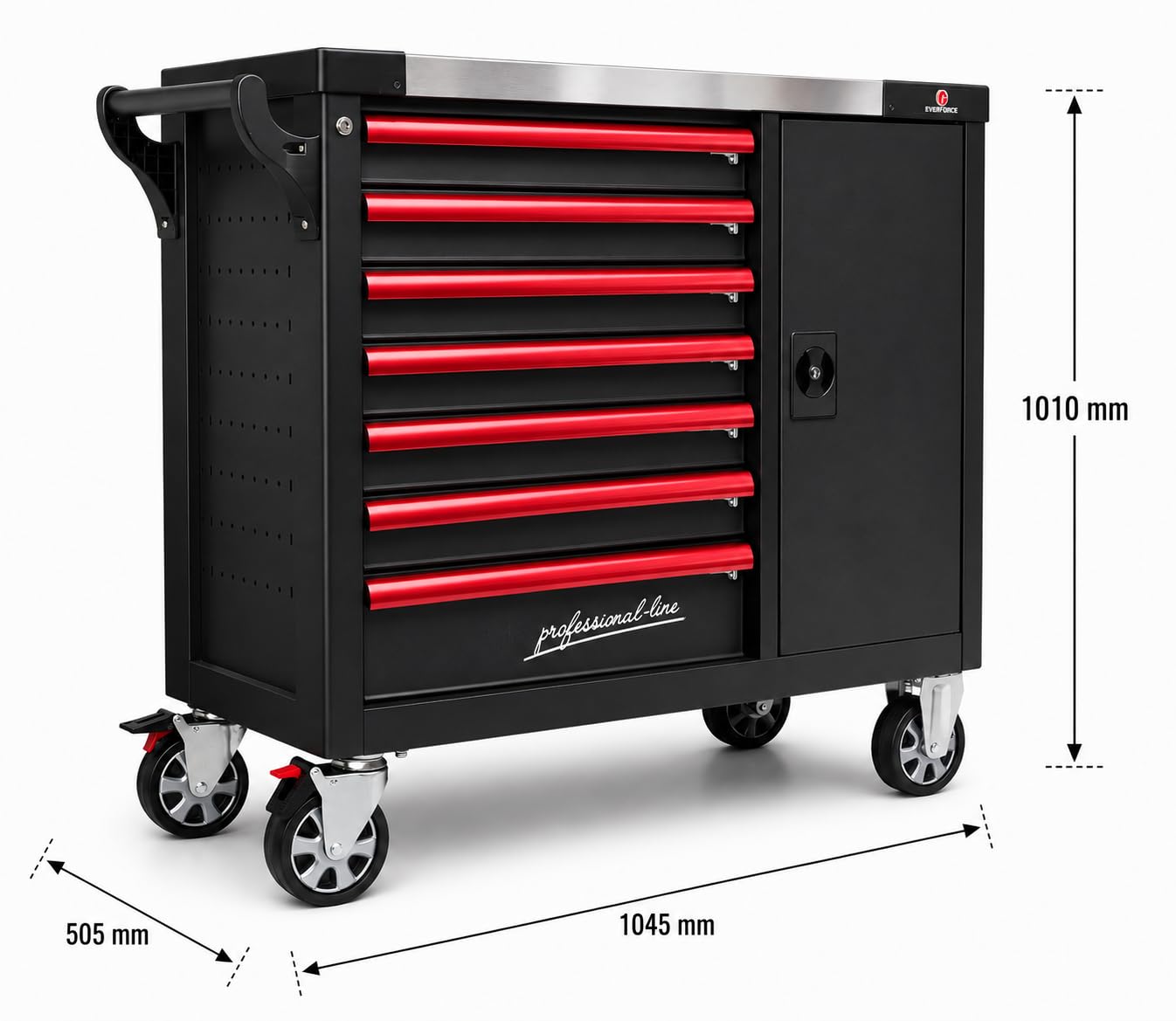 DeTec. Chariot à outils XXL rempli d'outils | 7 tiroirs équipés | Servante d'atelier automobile aspect carbone | Boîte à outils de voiture équipée d'outils professionnels