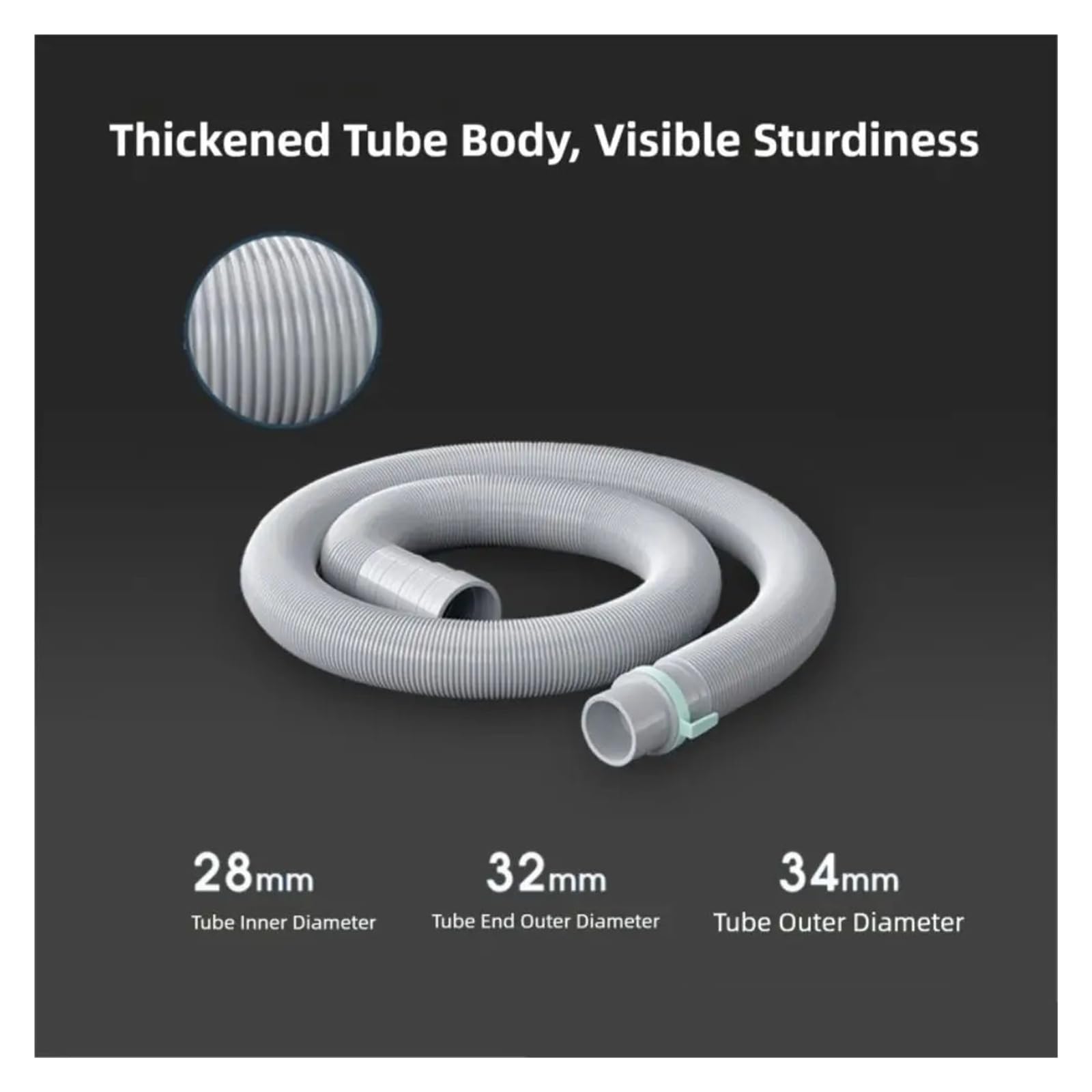 Manguera De Desagüe For Lavadora, Tubo Corrugado Flexible, Manguera De Desagüe For Lavavajillas, Tubo De Extensión De 1 M, 3 M Y 5 M For El Hogar.(4m)