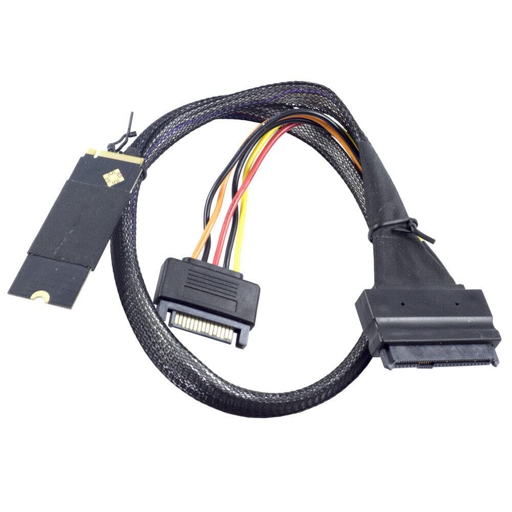 Cable M.2 SFF-8643 a U.2 SFF-8639 SAS con conector de alimentacion SATA de 15 pines y 50cm 6