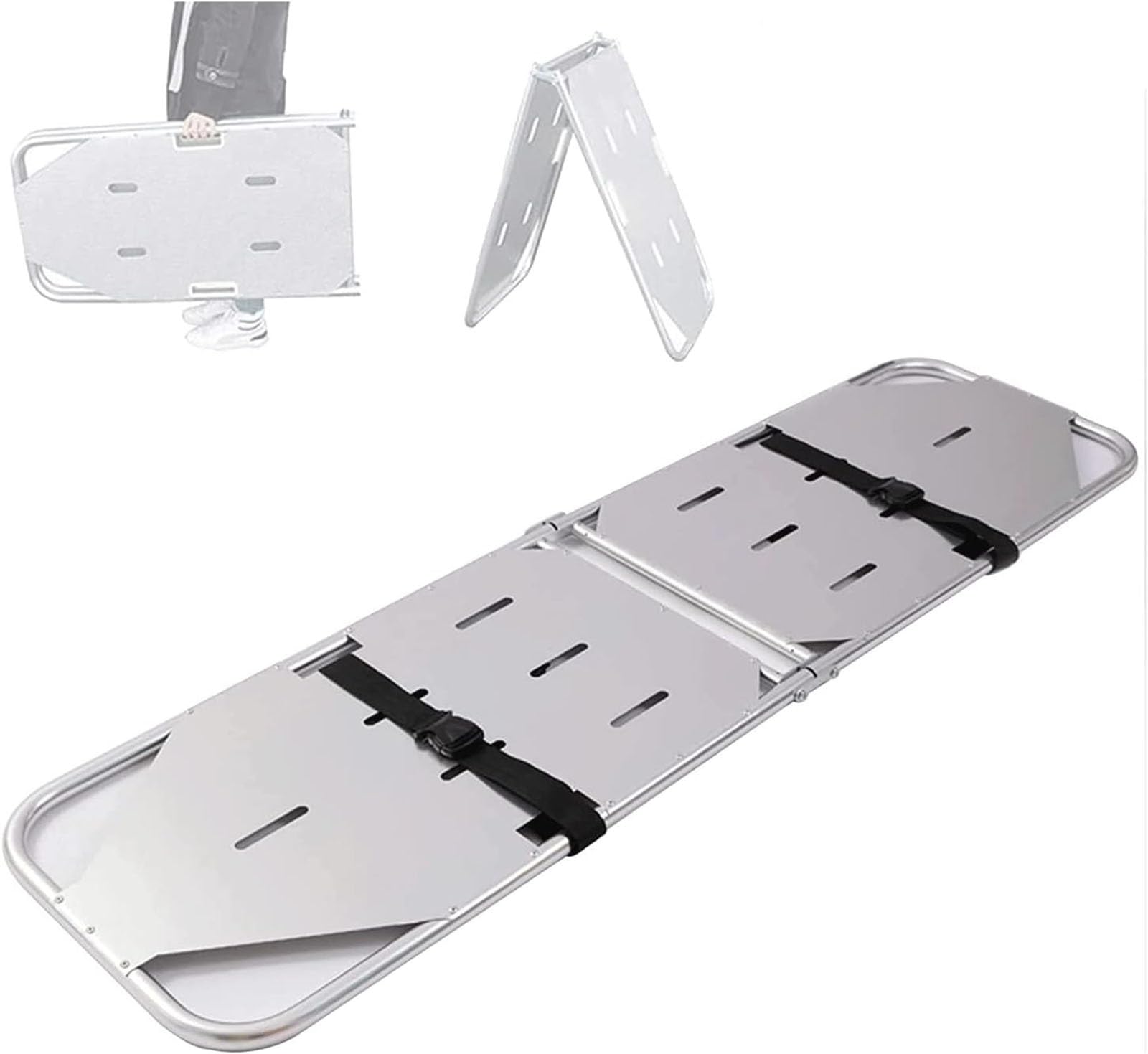 SWENEEN Folding Stretcher,Aluminum Emergency Rescue Stretcher With Seat Belt,For Such As Hospitals,Clinics,Families And Sports Fields 350Lb Load Capacity,