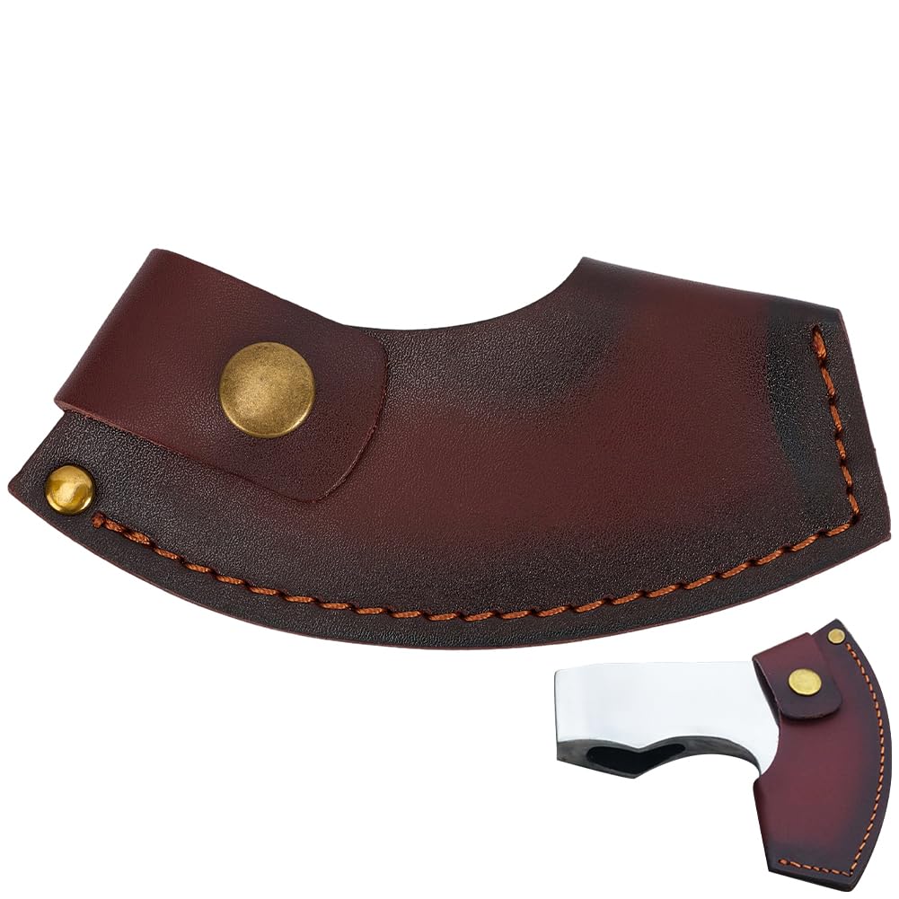 GORGECRAFT Cowhide Leather Axe Blade Cover Sheath Vintage Brown Hatchet Head Axes Double Snap Blade Holster Protector Case Accessories with Snap Closure for Camping Blade Hunting Outdoor