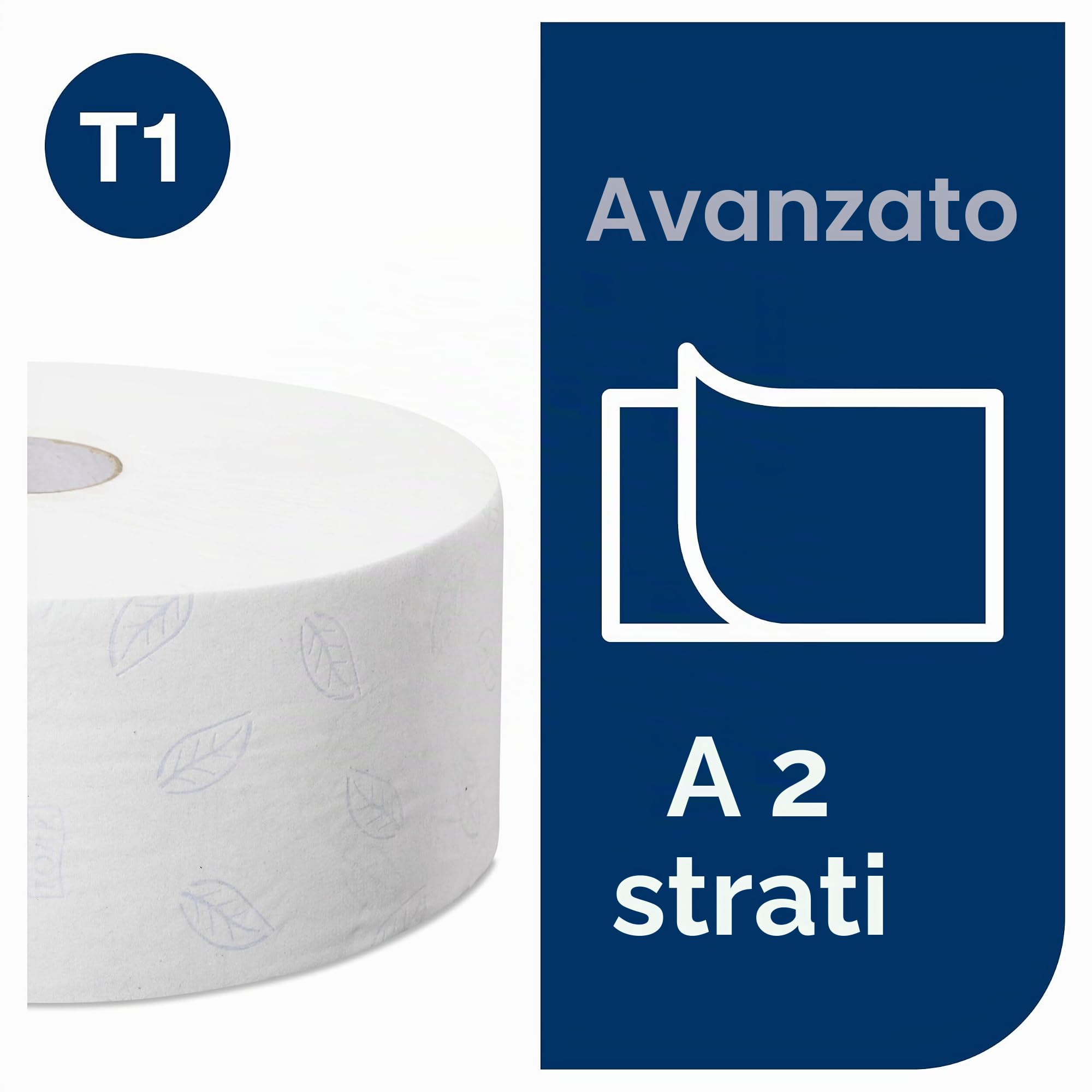 Tork 120272 Carta Igienica Jumbo Advanced T1, lunga durata, 2 veli, 6 rotoli a confezione, (6 x 1800 strappi), bianca