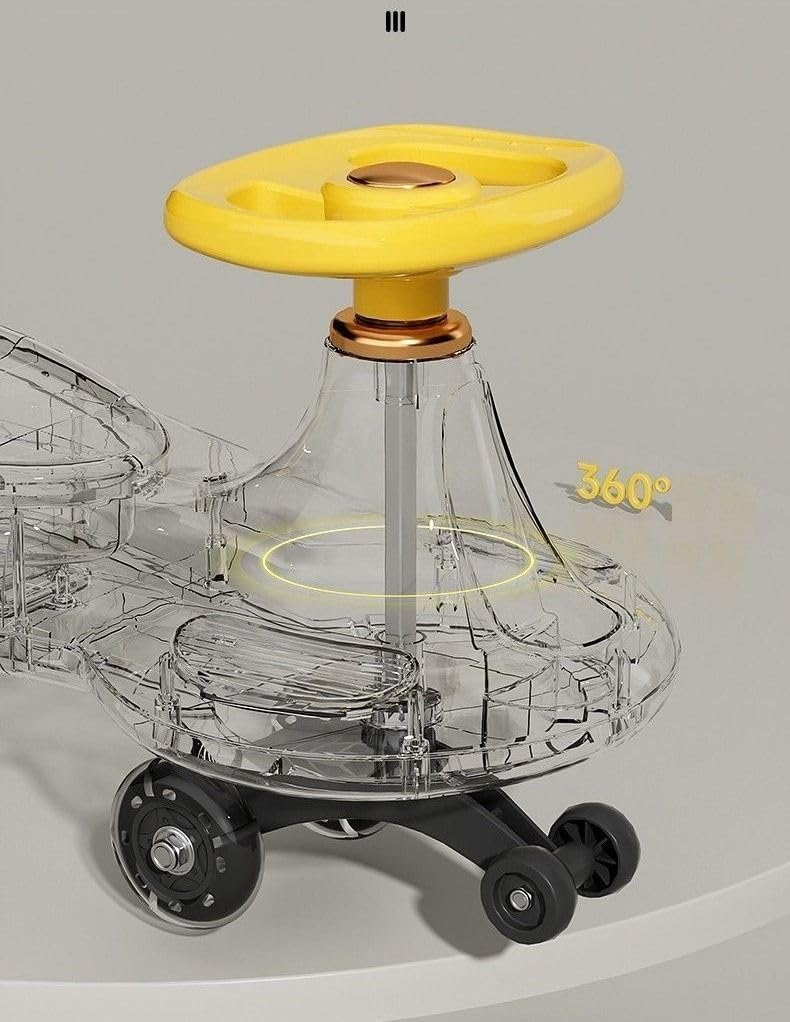 Daji Swing Car with Light & Music, Bluetooth Connect for 3+ Years Kids, PU Wheels & 360° Steering, Push Ride on Baby Car, for Kids Age 3+(Multi Color) 4