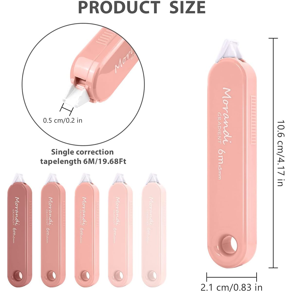 Set Di 10 Nastri Correttivi A Sfumatura - Mini Nastri Bianchi Cancelleria Estetica, 5m X 5mm, Per Studenti E Ufficio, Confezione Mista Colori