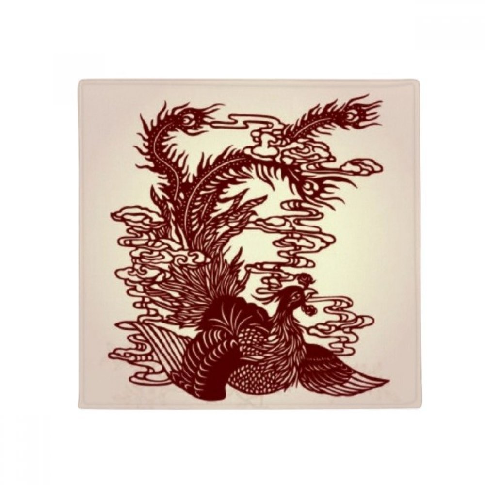 Tapis de sol oiseau phénix chinois antidérapant carré 80 cm pour porte de cuisine