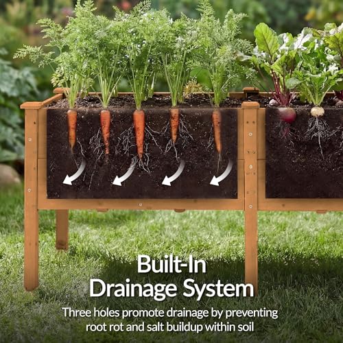 Image of Best Choice Products 72 inch x 24 inch x 30 inch Raised Garden Bed with Extra Deep 16 inch Depth, Elevated Wood Planter Box Stand for Backyard, Patio, Balcony, Natural Fir Wood - Acorn Brown