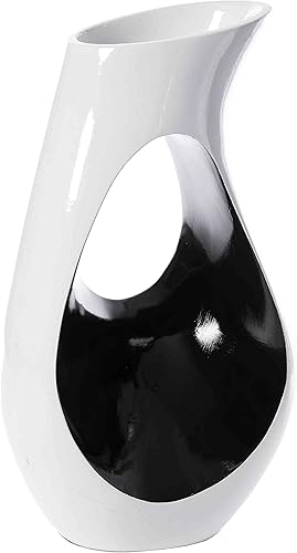 Miniatura 3 de Jarrón de suelo moderno, jarrón blanco único de trompeta, decoración de interiores del hogar, jarrón de piso moderno, jarrones altos para entrada,