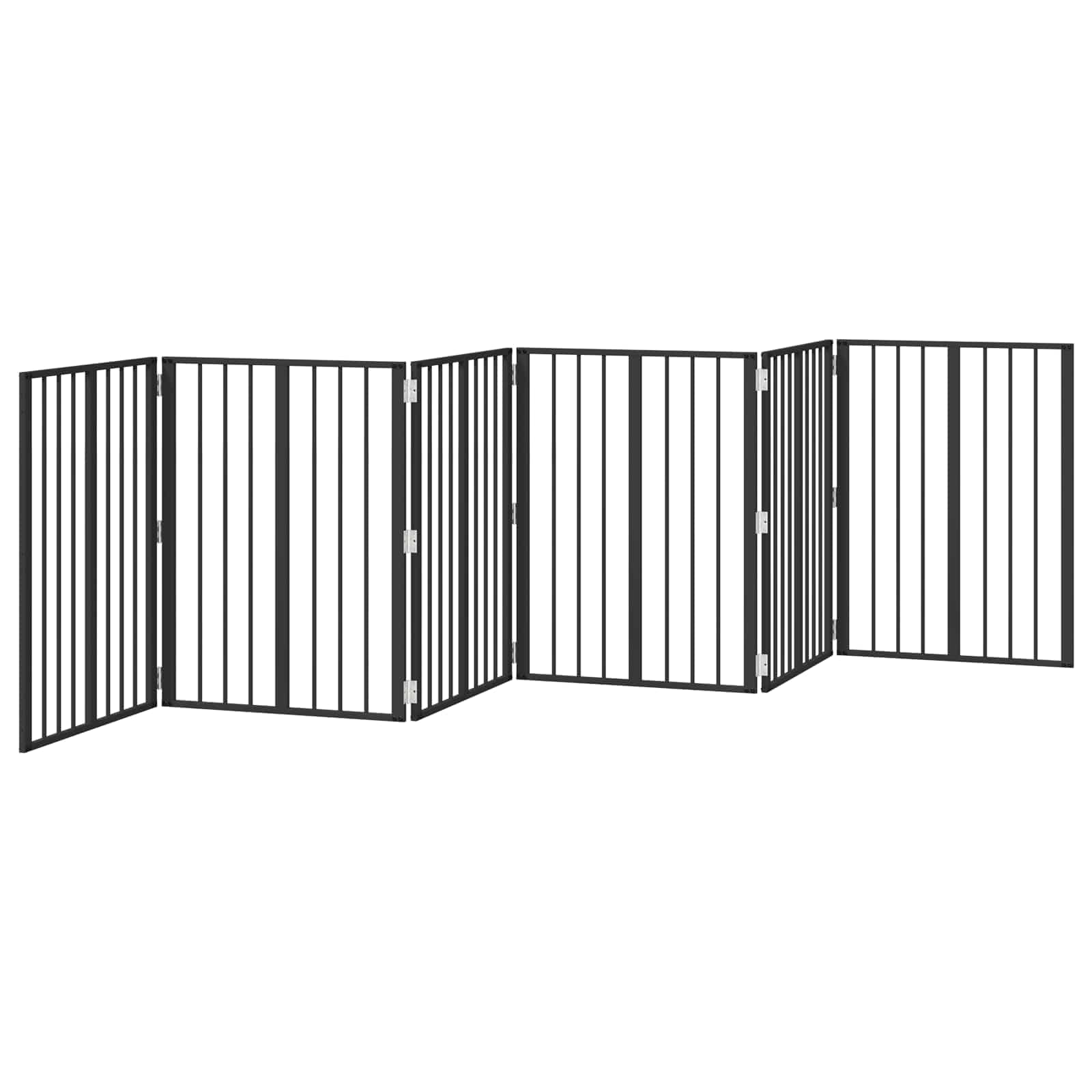 Puerta para perros, 6 unidades, color negro, 60 x 80 cm, acero galvanizado, plegable, con paneles de rejilla para caño de cachorros y perros en el jardín, terraza, patio, protección segura