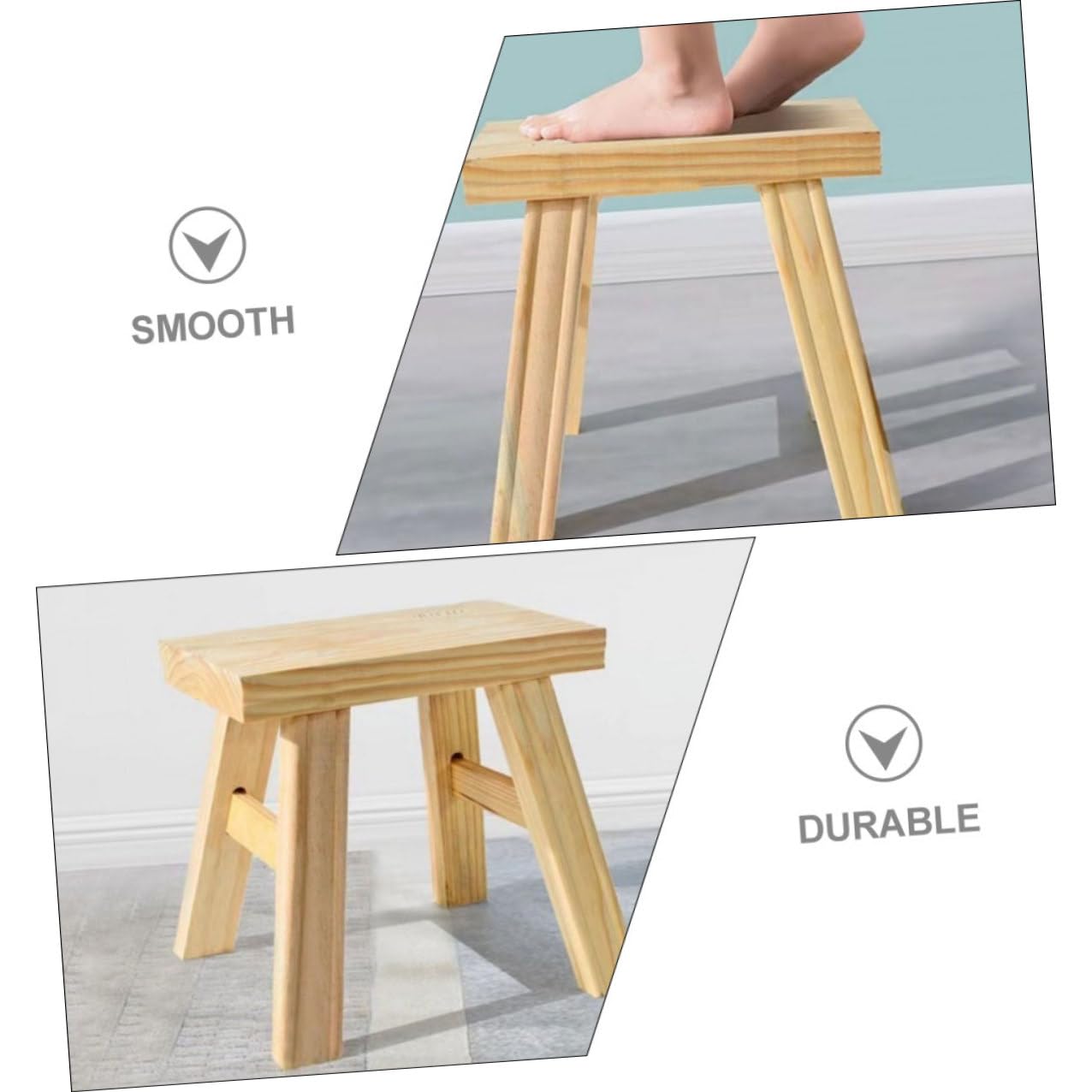 Alipis Kinder Tritthocker Holz 26x13x19cm Lackiert Stabiler Sitzhocker für Haushalt und Wc Leichter Sitzschemel für Kleinkinder und Alltag