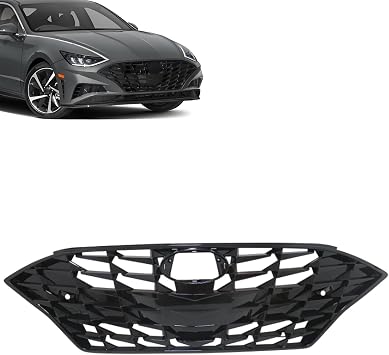 SecosAutoparts Upper Grille W/Sensor Hole Honeycomb Front Compatible with Hyundai Sonata 2020 2021 2022 2023 Replace# 86350-L0700, 86351-L0400