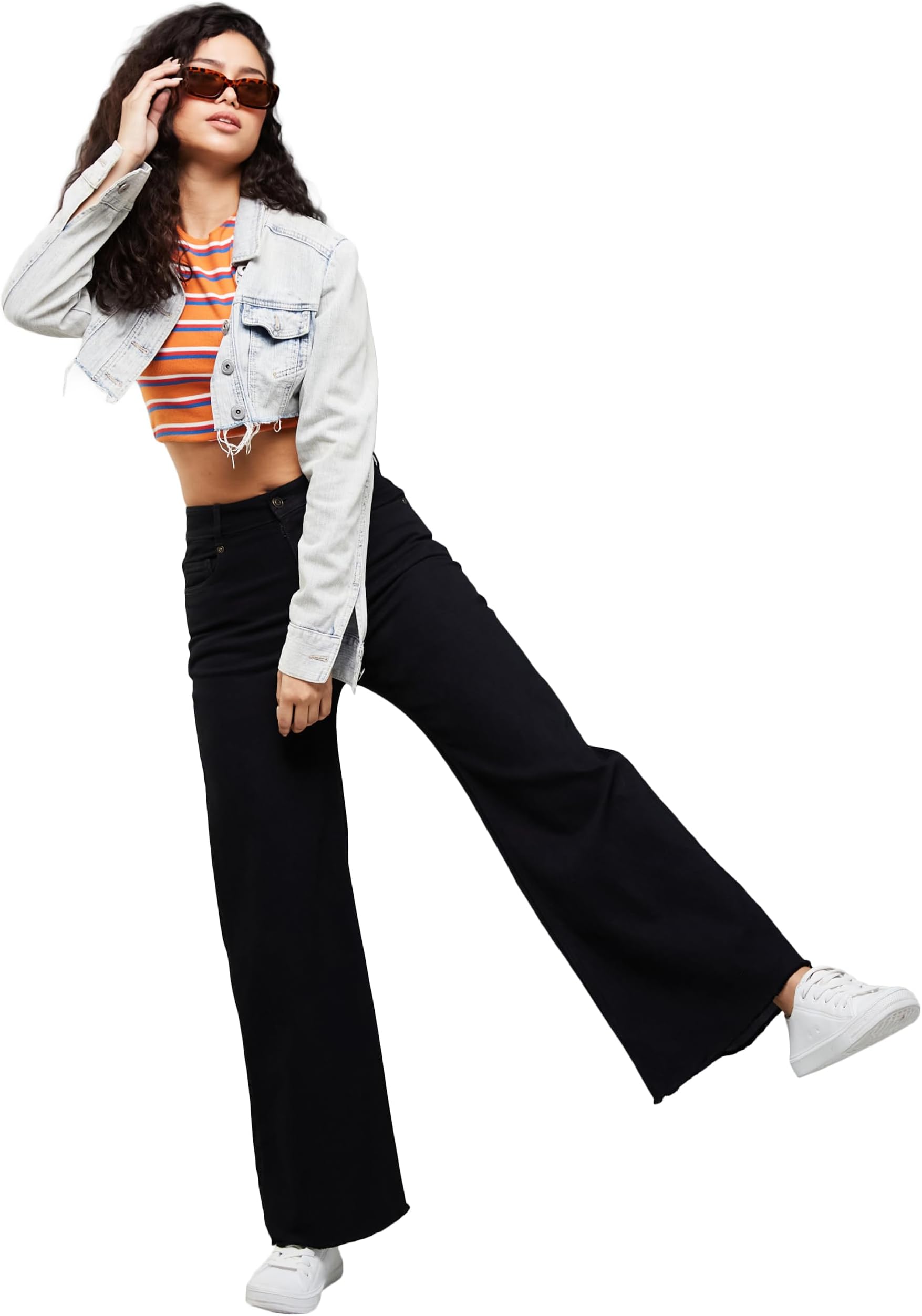 Women's Wide-Leg High-Rise Regular-Length Stretchable Denim Jeans