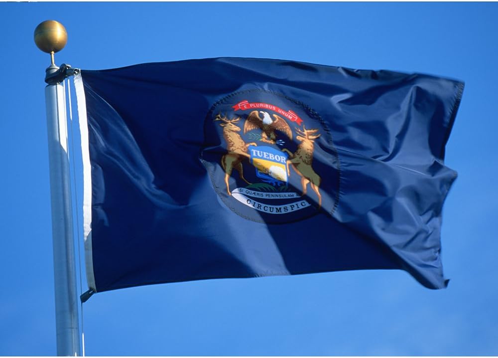 Allied Flag - 2' x 3' Outdoor Nylon Michigan State Flag - Made in USA - Vivid Color and Fade Resistant - Reinforced Hem and Brass Grommets