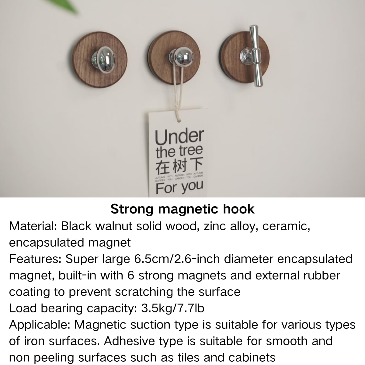 2 PCS Heavy Duty Organization Magnetic Coat Hooks, Versatile Elegant Wooden Hooks to Hang Tools, Garden Hoses Ropes, Kitchenware in Warehouses, Cruise, Workshops to Keep The Space Free and Clean (D)
