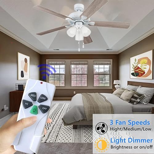 Vista 23 de Kit de control remoto universal de ventilador de techo 53T, atenuador de luz de 3 velocidades, funciona con receptor 18R 28R compatible con 53T 35T