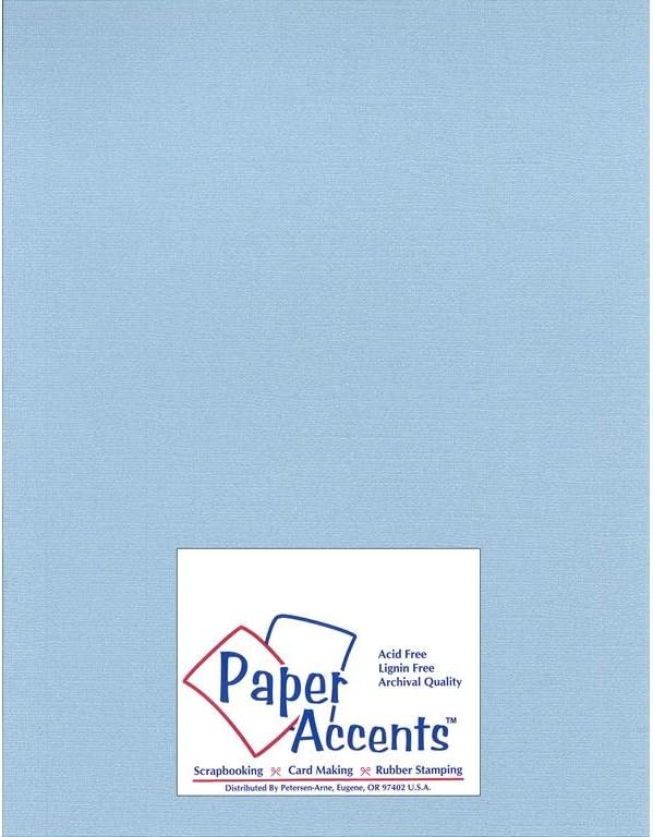 PA Paper Accents Glimmer Cardstock 8.5 x 11 Soft Blue, 80lb colored cardstock paper for card making, scrapbooking, printing, quilling and crafts, 25 piece pack