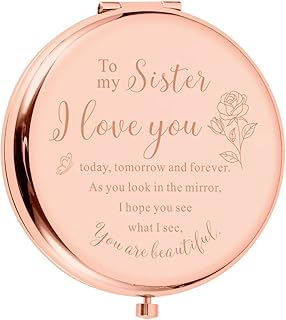 Sisters Gifts from Sister Brother Compact Makeup Mirror Valentines Day Birthday Gifts for Sister in Law Soul Sister Best Friend Teen Girls Women Graduation Gifts for Her Little Big Sister Wedding Gift