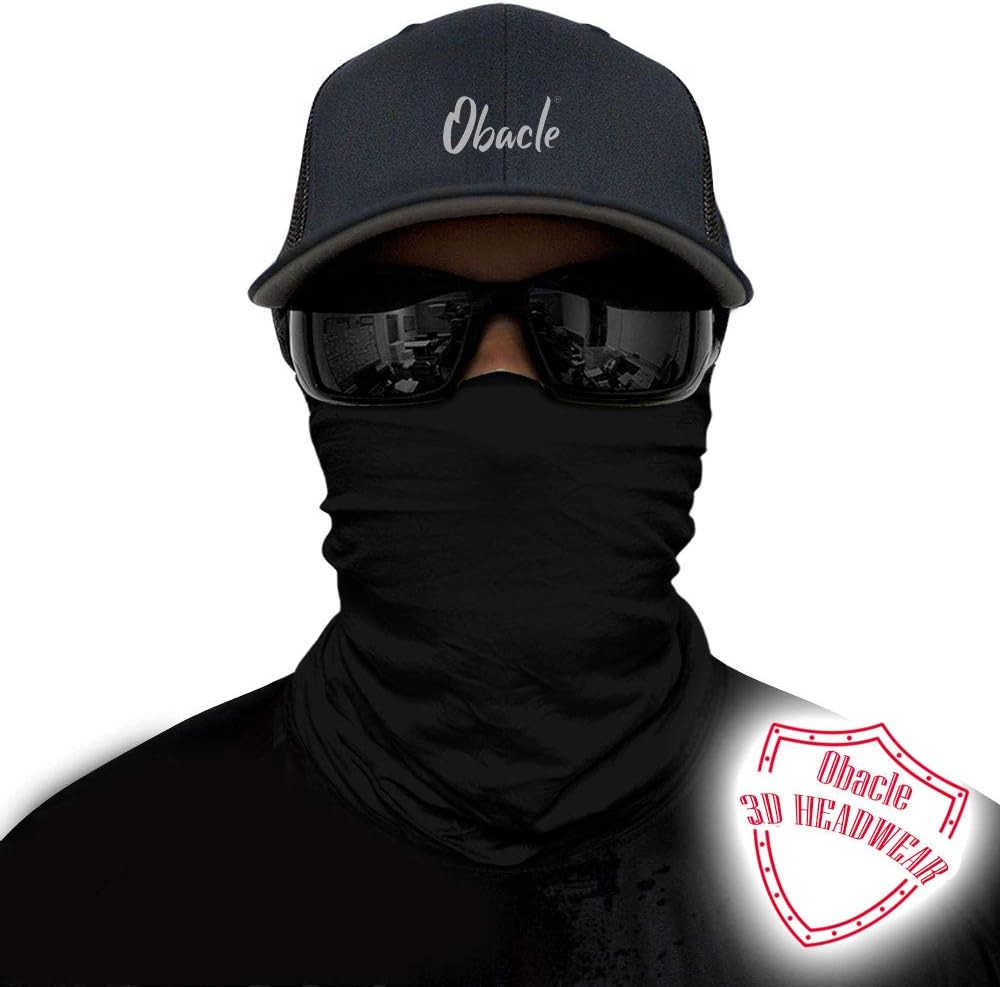 Obacle Seamless Bandana for Rave Face Mask Dust Wind Sun Protection Neck Gaiter Tube Mask Headwear Bandana Mask for Women Men Festival Party Motorcycle Riding Outdoor (Solid Black)