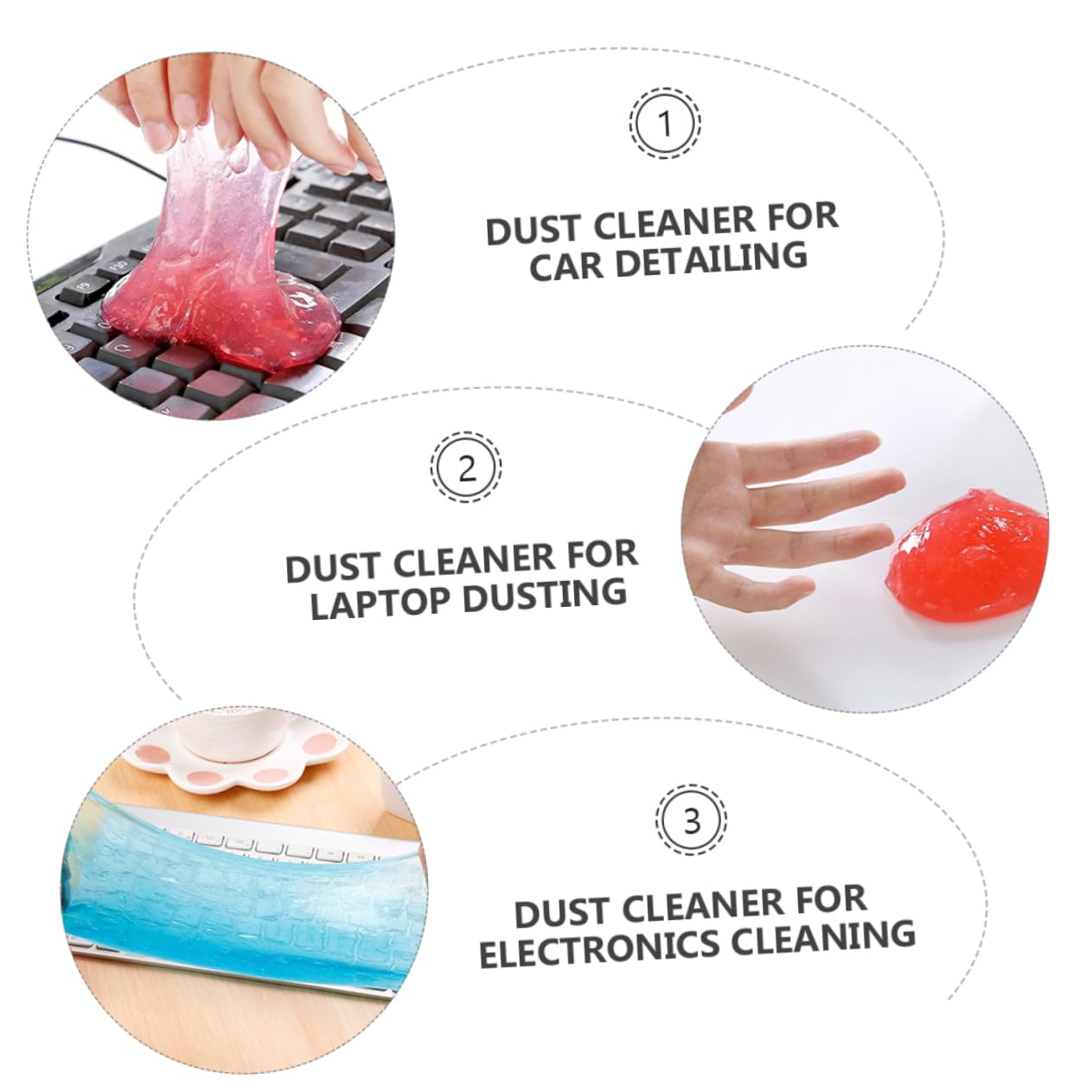 Gel per Pulizia Tastiera e Dispositivi Elettronici, Adesivo Forte, Pratico da Usare, 20 Pezzi, per Auto e Computer Colore Casuale