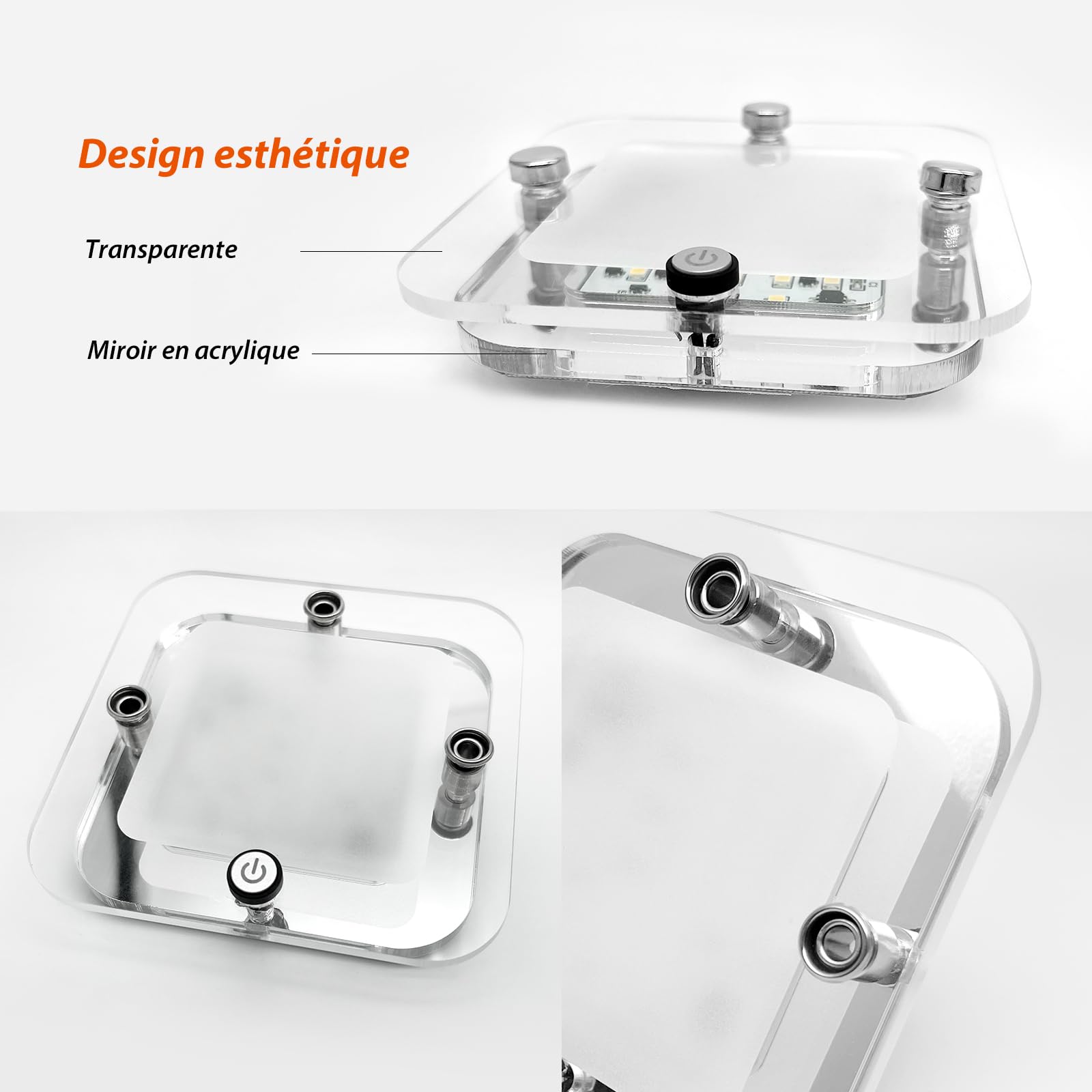 Dream Lighting Éclairage LED 12V pour Camping Car, 9X9CM 1,8W Lumière Chaude 3000K, Lampe 12v avec Interrupteur pour Camping Car RV Bateau Fourgon Aménagé Design en Acrylique