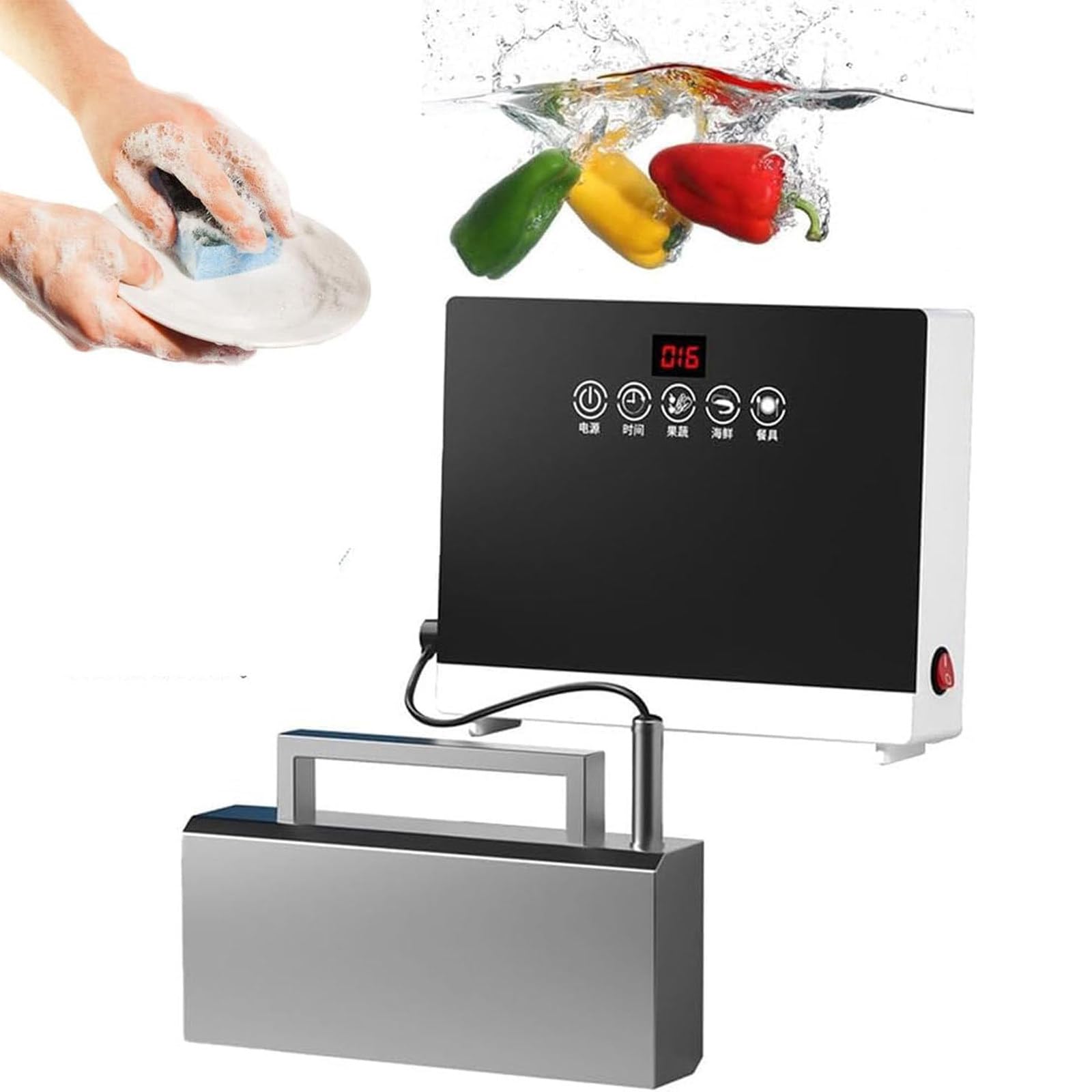 Przenośna zmywarka, wielofunkcyjna zmywarka do zlewu, 360 W, z automatyczną ochroną przed przeciążeniem, trwały plastik do naczyń, owoców i owoców morza - idealna do mieszkań i kempingu
