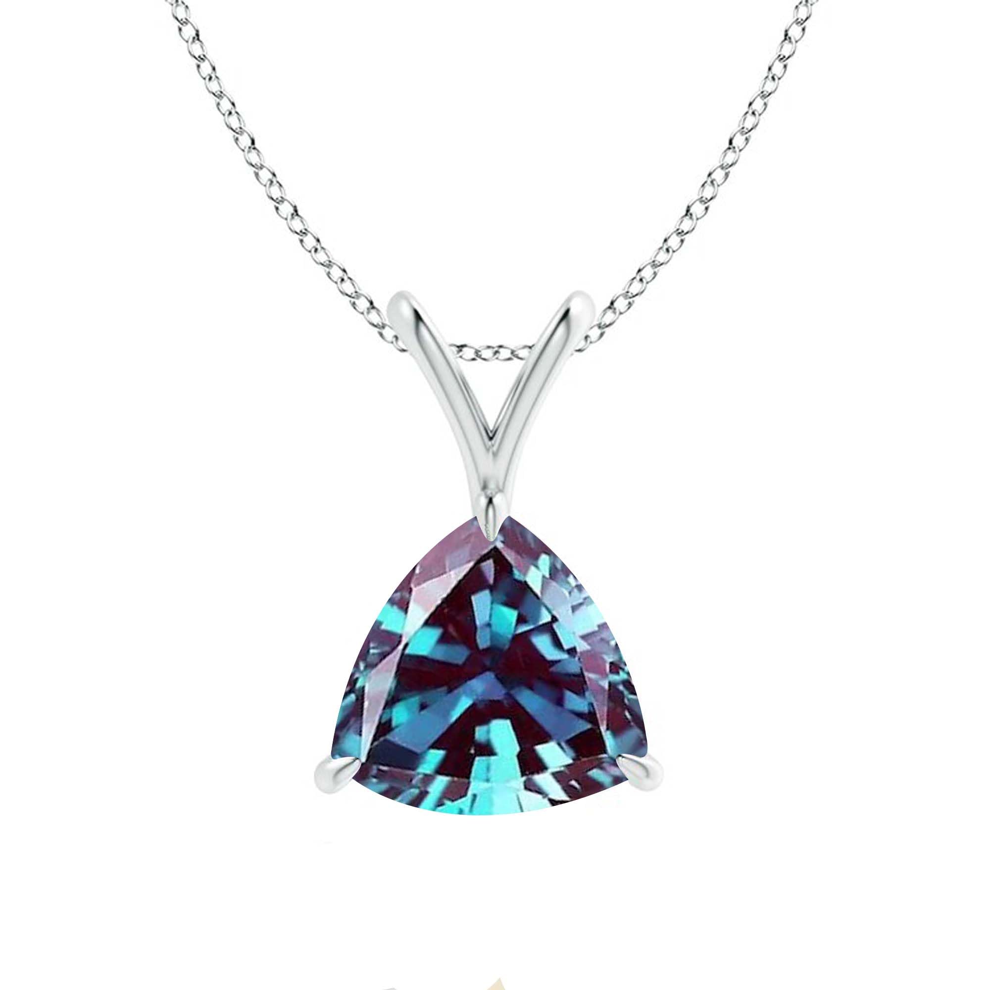 Ciondolo Gems Vibes in Alessandrite per donna, con pietra preziosa che cambia colore, in argento Sterling 925, regalo di nozze per lei, con catena solitaria minimalista. (Alessandrite)