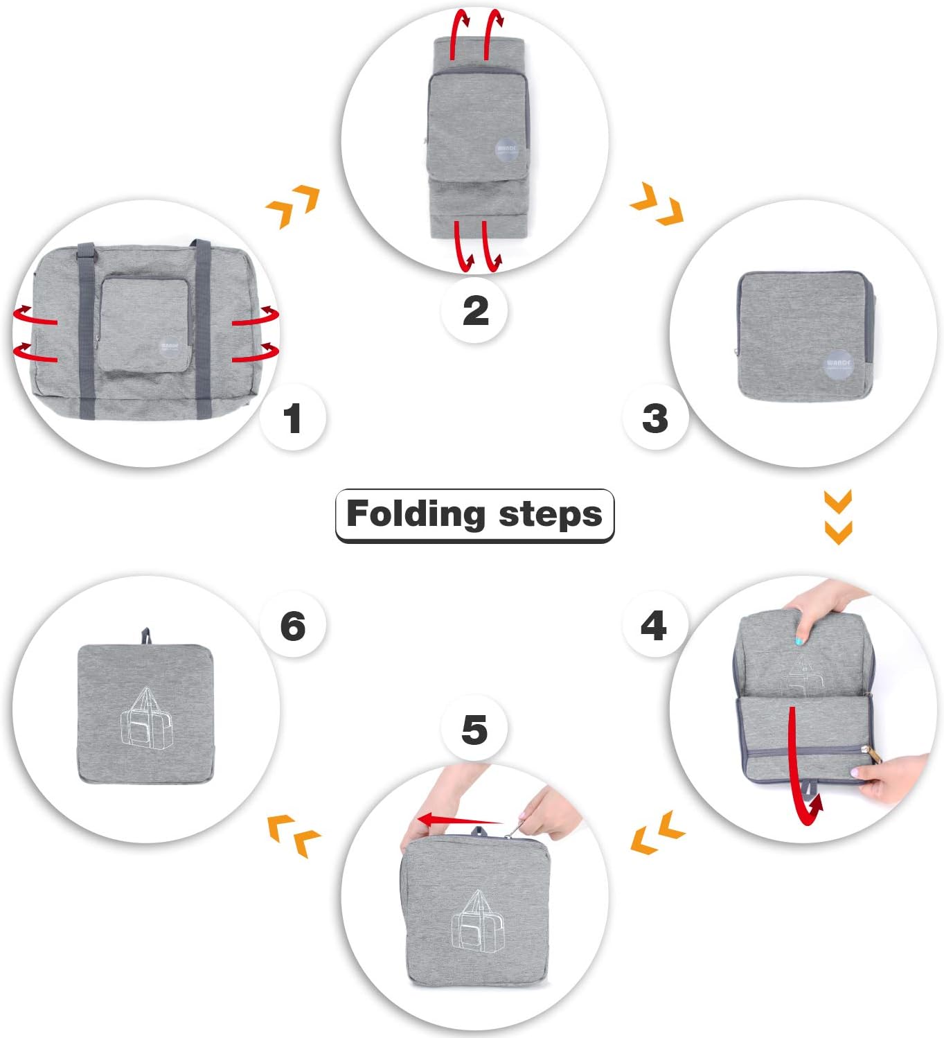 WANDF For Spirit Airlines Personal Item Bag 18x14x8 Foldable Travel Duffel Carry on Weekender Overnight for Women Men - Image 7