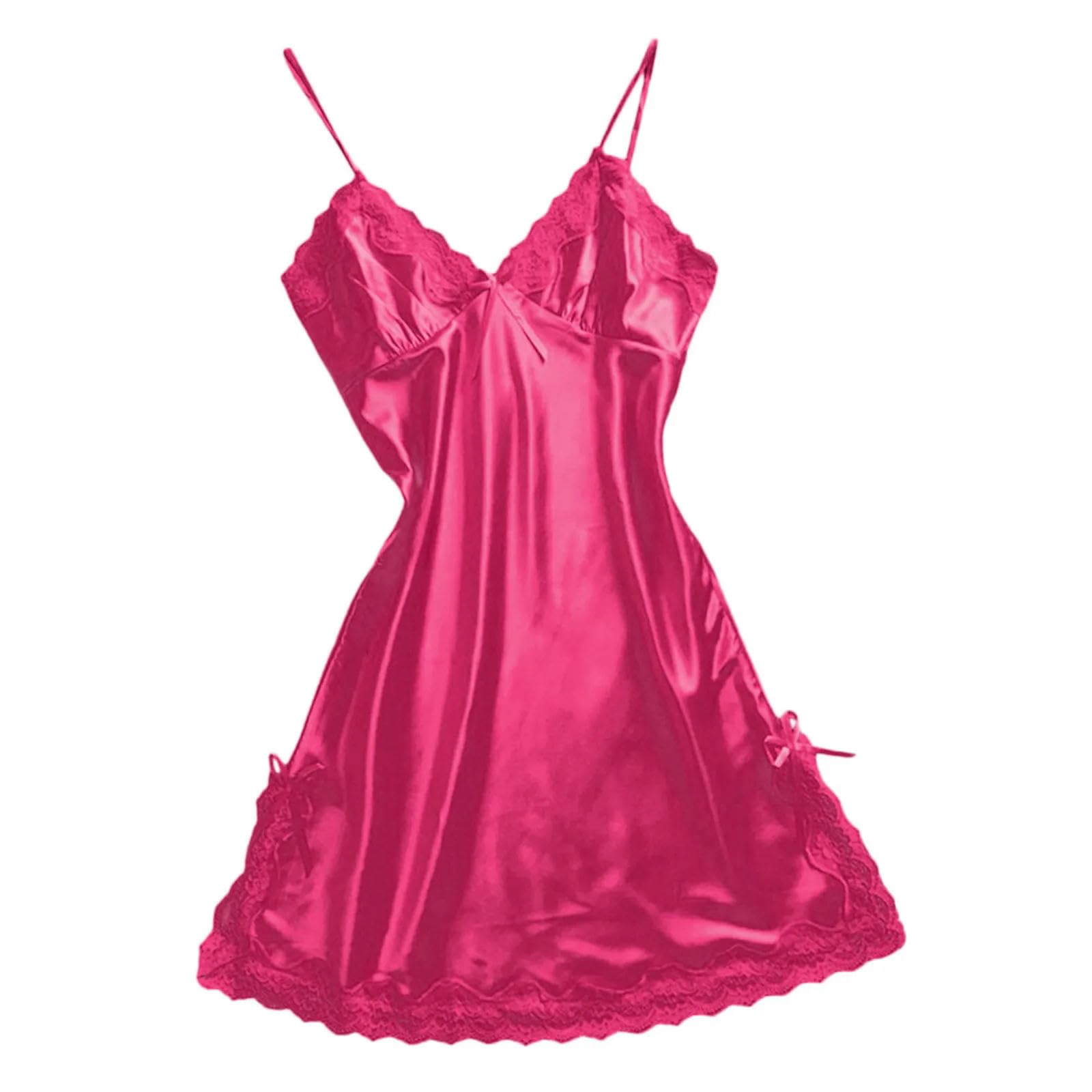 Satin Pyjama Damen Kleid Frauen Sexy Bowknot Unterwäsche Spitze Dessous Gegen Nacken Pyjamas Solid Color Dressing Nachthemd