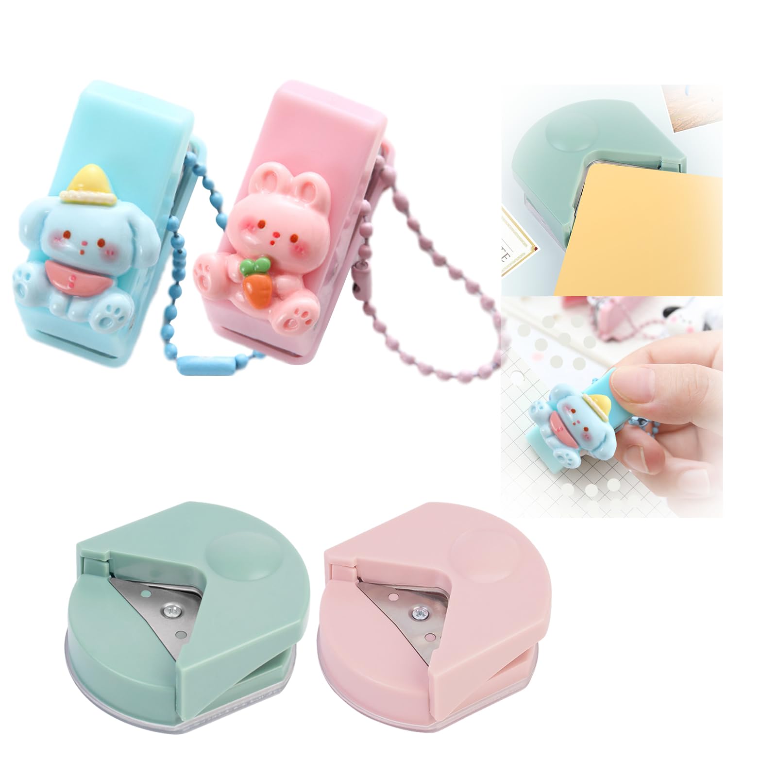 Redondeador de Esquinas, Aipeeo 4 Pcs Perforadora redonda, Troqueladora Corta esquinas, Perforación y corte en ángulo para papel normal, tarjetas de invitación y tarjetas de regalo