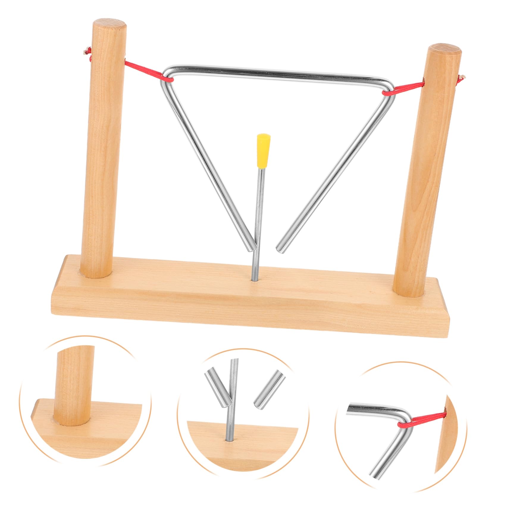 Metall Dreiecksglocke 2 Triangel Schlaginstrument mit Schlägeln | Holzständer, Beige Ausführung, Leicht und Tragbar, für Kinder 2 Stück, als Percussion Instrument