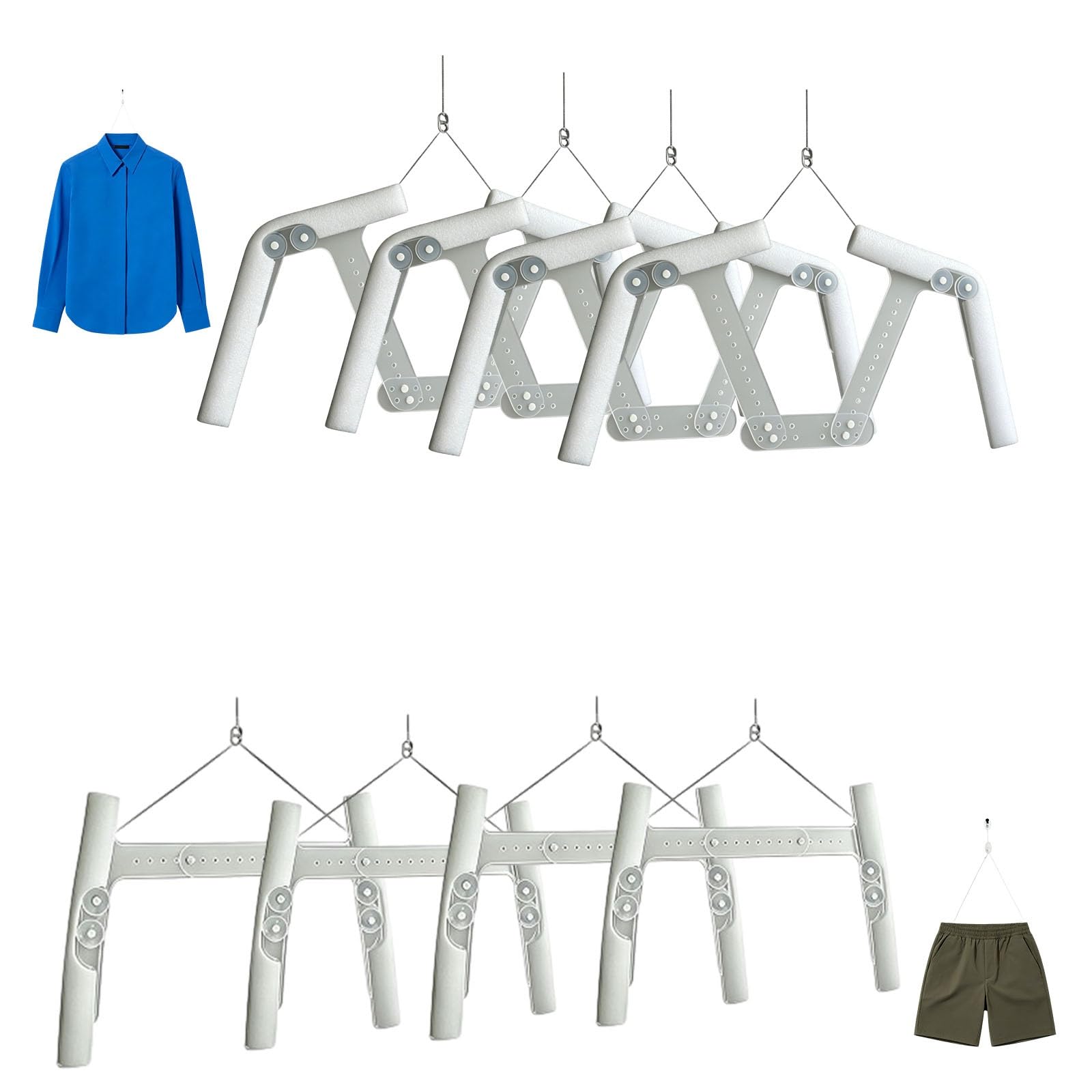 sunbiaouk Body Shape Clothing Display Hangers, 8 pcs Invisible Clothing Mannequin Hanger, Deformable Pants Hangers for Retail, Boutique, Photography Shows