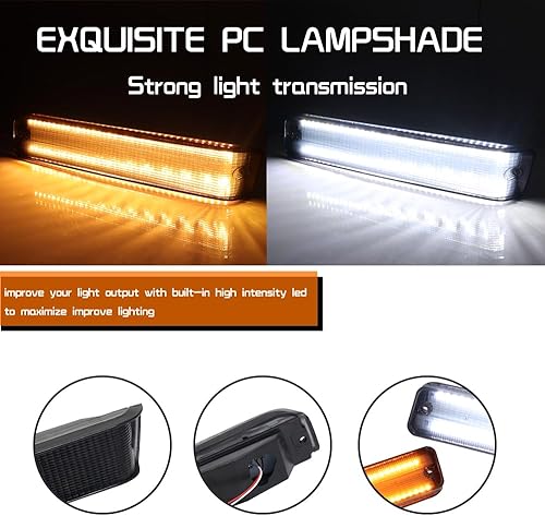 Miniatura 2 de Tonsya Para camiones Ford F-150 de 1973, 1974, 1975, 1976, 1977, 1978, 1979, Ford Bronco, luces direccionales de esquina delantera con lente ahumada