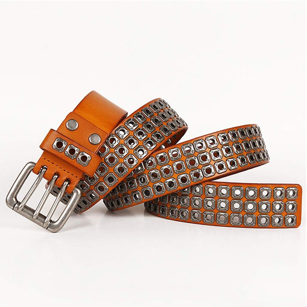 Ceinture en cuir véritable pour homme style cowboy avec rivets de qualité supérieure