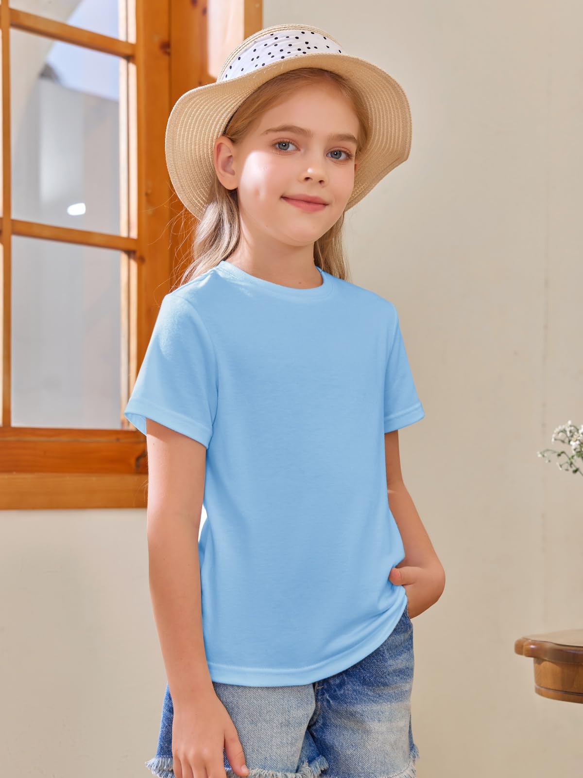 Haloumoning Camisetas de manga corta para niña, camisetas de verano, cuello redondo, informal, camisetas de gran tamaño — view 4