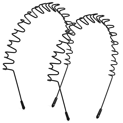 2Pcs Metal Head Bands for Women's Hair, Spring Wave Non