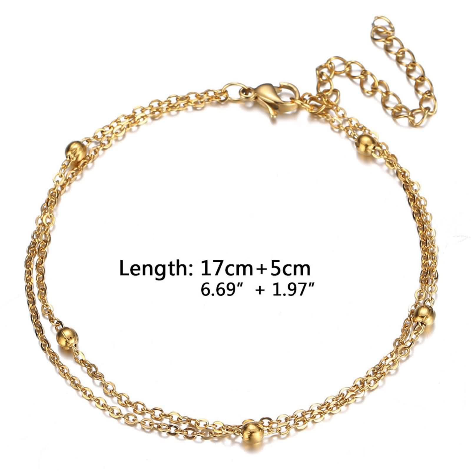 Bracciale alla caviglia in oro bianco 375 9 K, Au375, doppia collana con perla da donna, amicizia, estate, spiaggia, regalo per donna