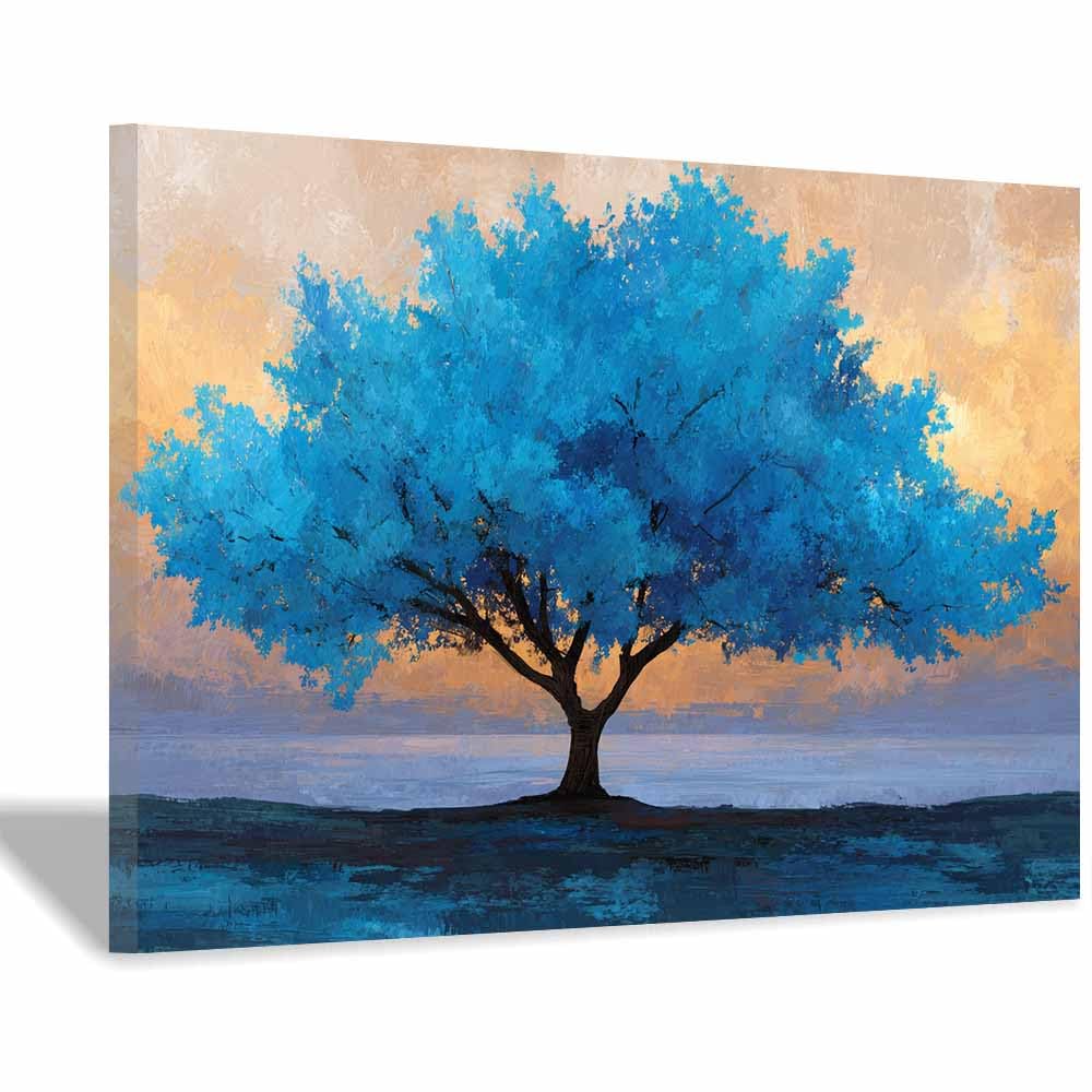 XENIOU Nature Wall Art Red maple river landscapes canvas painting wall art, Living Room Bedroom Hallway Stairs Decoration.(Multicolor)-70x100cm Framed