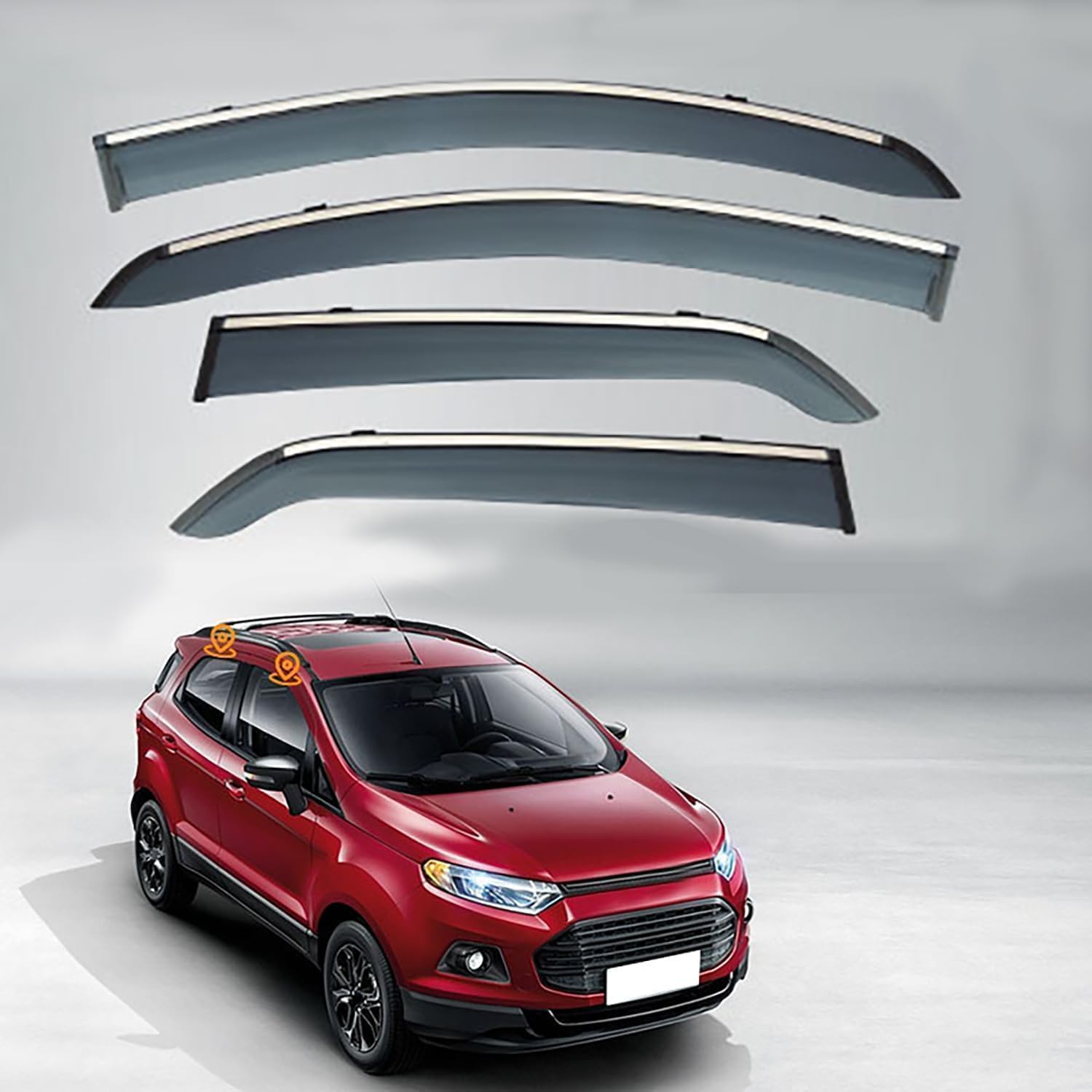 FENGJP Car Window Wind Deflectors for Ford ECOSPORT MK2-BK 2013-2023, Window Wind Deflector Visor Rain Smoke Guards Automotive Accessories