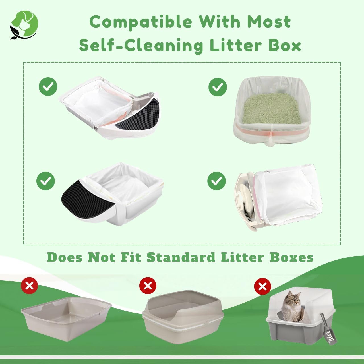 Revestimientos para robot de arena – Compatible con Litter Robot 3/4 – 25 pulgadas x 16 pulgadas – Cierre de cordón – Libre de olores y toxinas – 100% compostable – 40 micras de grosor – Resistente a