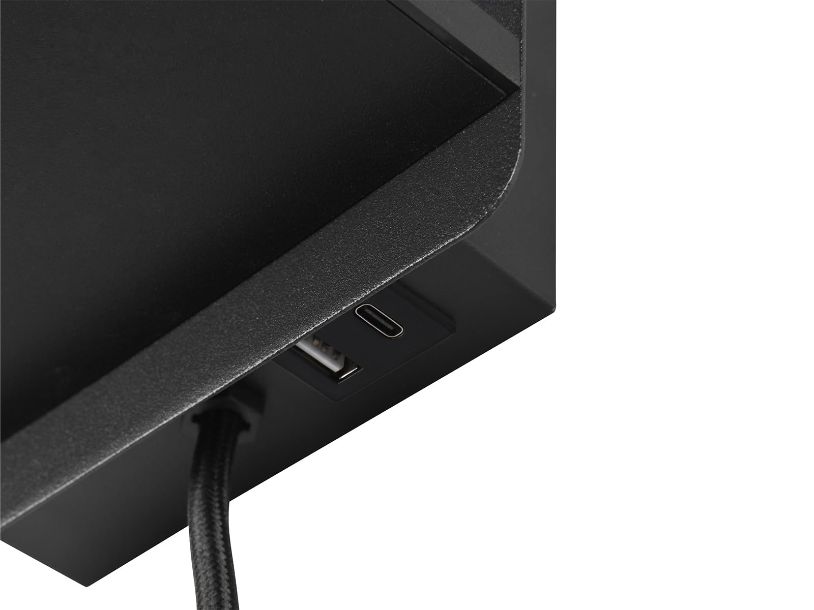 Wandleuchte mit Stecker, Schalter und Ladefunktion, Schwarz Höhe 31cm