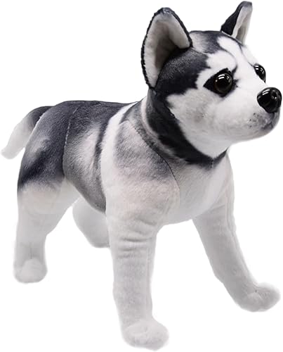 Perro Husky realista de peluche de animal de peluche de simulación para cachorro, muñeca de juguete súper realista, los perros grises actúan como