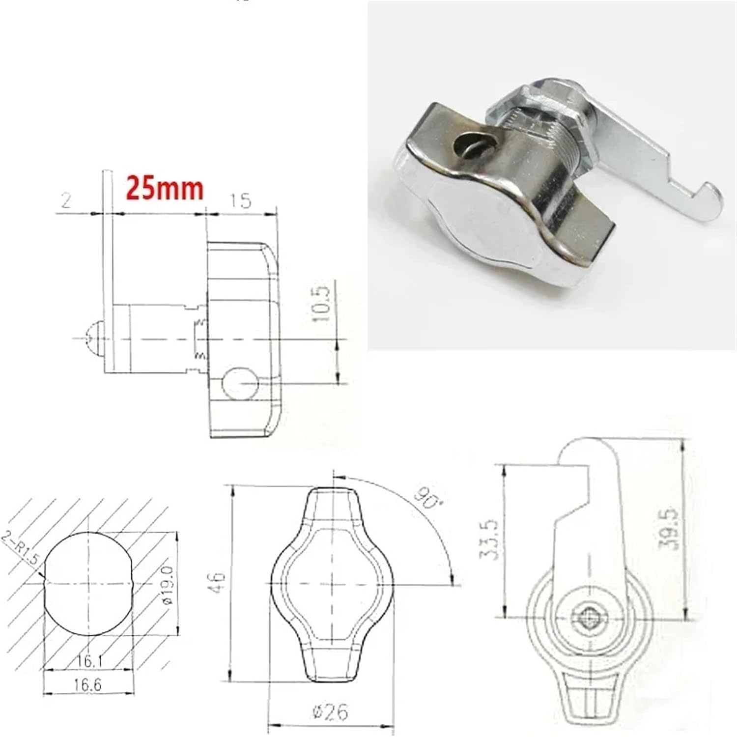 Handle Cam Lock Keyless for School Cabinet Door Drawer Cupboard Locker Yacht Hardware MMS485 1Pcs(25mm)