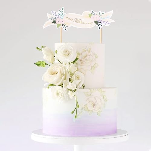 Miniatura 5 de Ercadio Paquete de 3 decoraciones para tartas con diseño de flores para el Día de la Madre, para el Día de la Madre, decoración de tartas para el