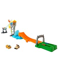 Hot Wheels RacerVerse - Pista Corsa del Velociraptor Blue, playset Isola di Jurassic