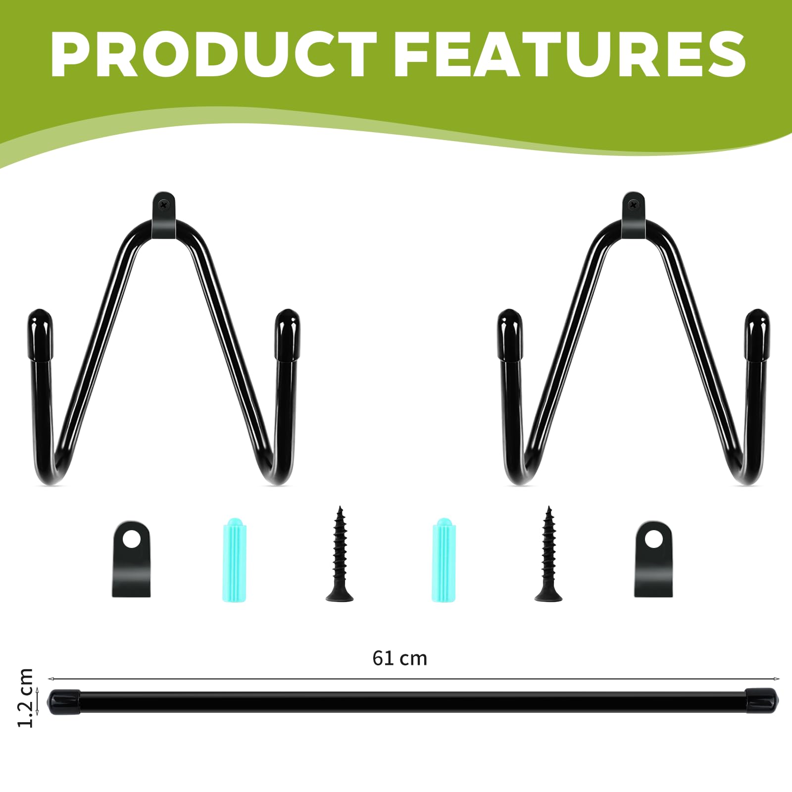 Soporte Skate Pared, Tabla Snowboard de Pared para Monopatines, Snowboards y Esquís, Gancho Almacenamiento, 1 Par
